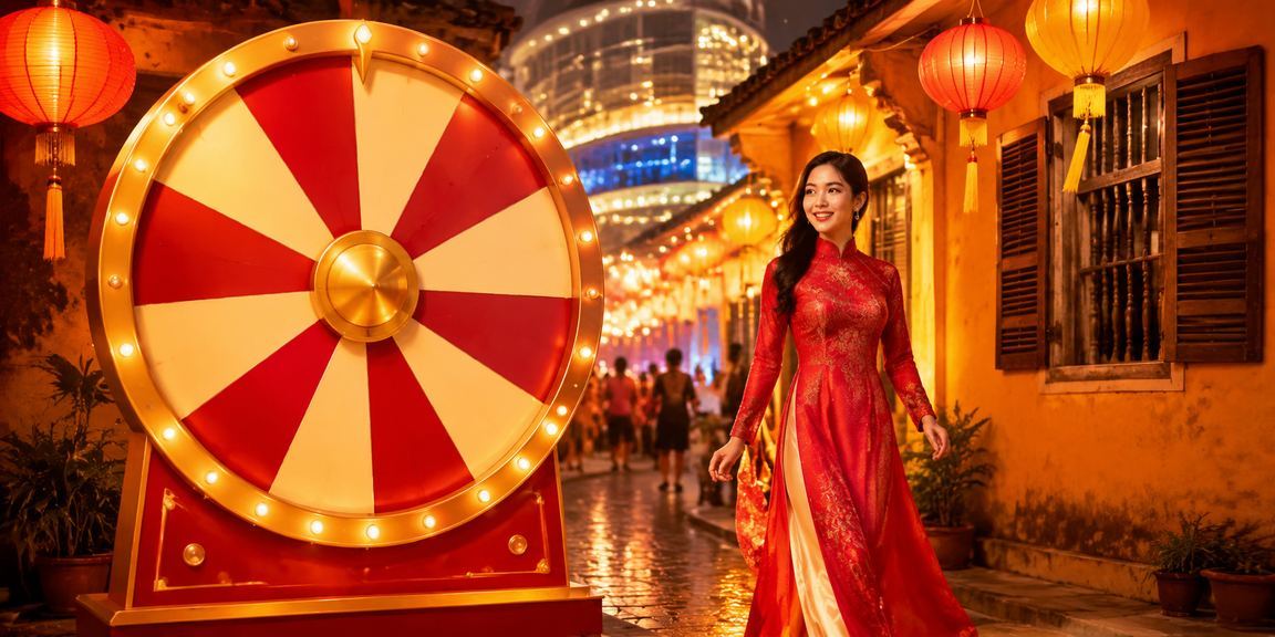Cảnh Hội An về đêm, người dùng thực hiện giao dịch nạp tiền trên điện thoại