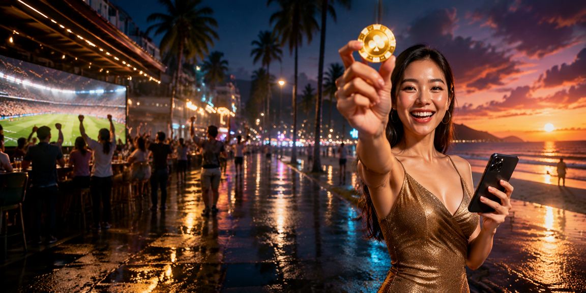 Người dùng nạp tiền qua điện thoại tại bãi biển Phú Quốc trên bannha888